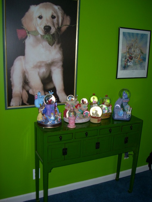 A delightful place to display Avery's DISNEY snowglobe collection.